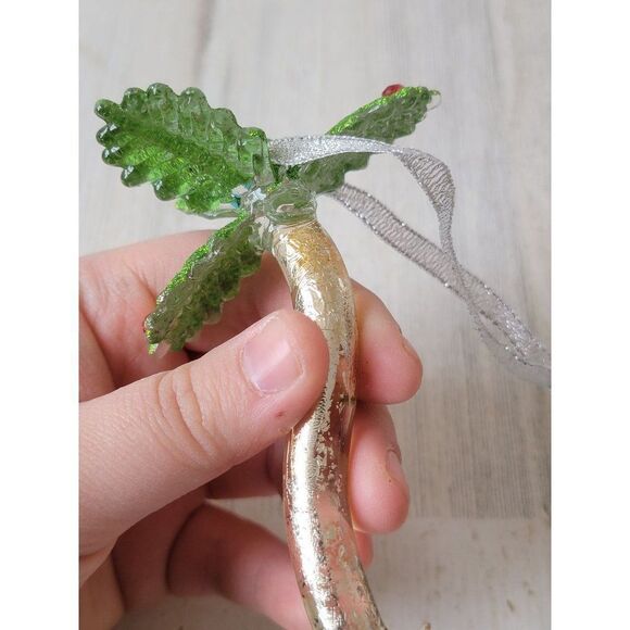 Glass Plumtree glitter AS IS ornament Xmas decor - Picture 5 of 6